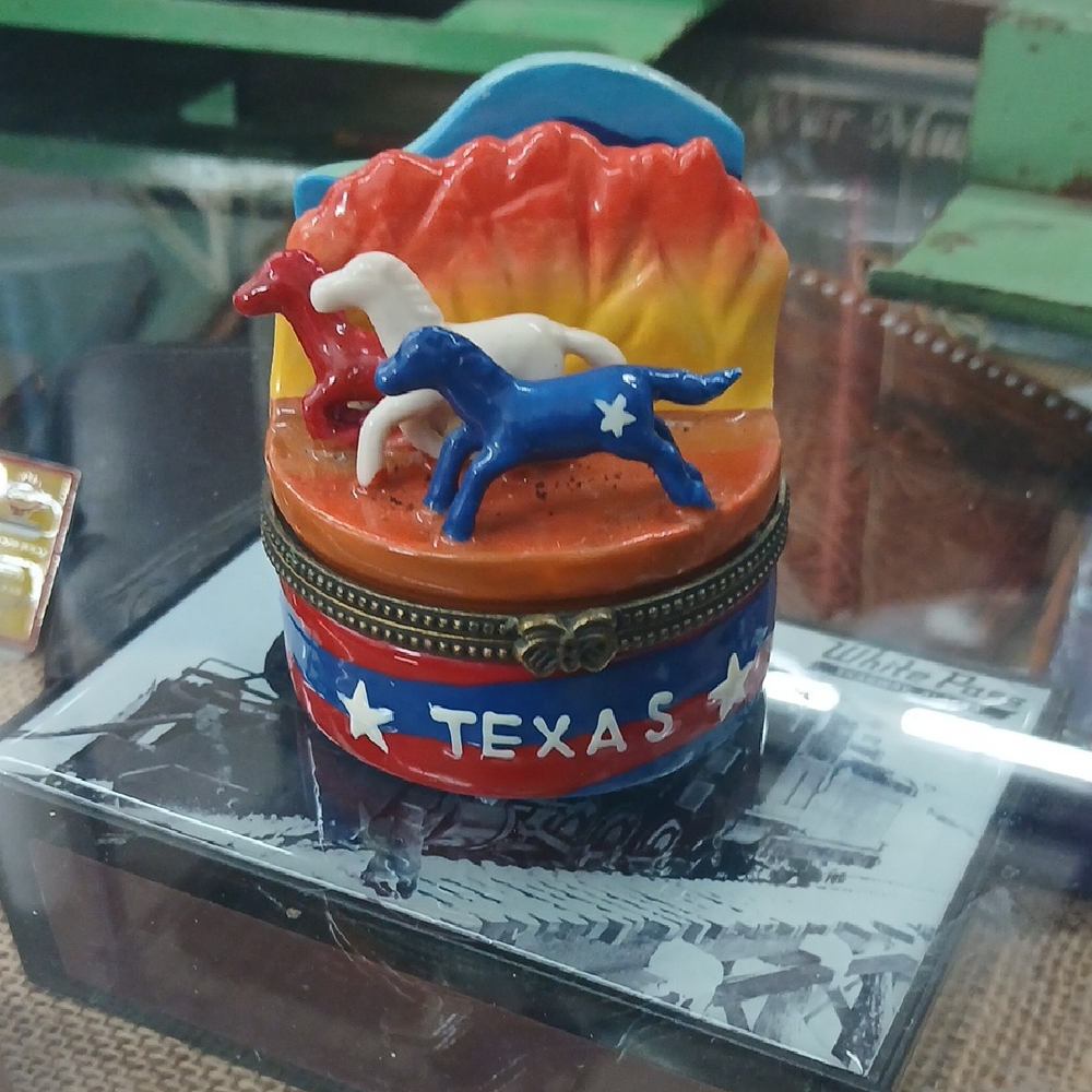 Texas Souvenir Trinket Box with Horses